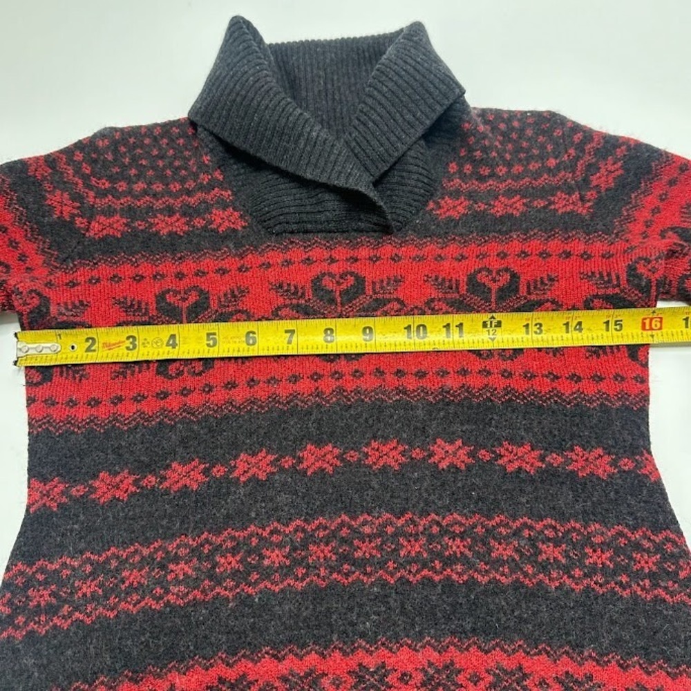 Krimson Klover Sweater Girls L Large 100% Merino Wool Red Black Moose Snowflake - Picture 3 of 8